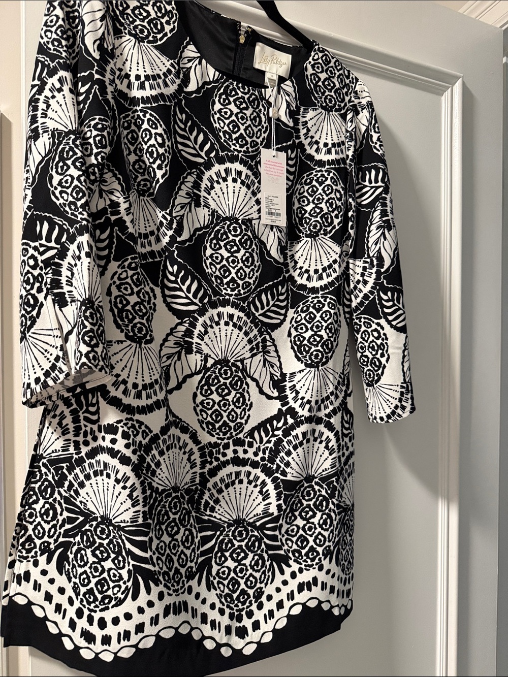 Lilly Pulitzer Annwyn Black & White Pineapple Floral long sleeve romper